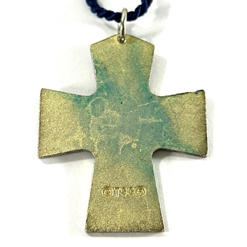 TSG Terra Sancta Guild Enameled Cross Pendant – Eucharist Symbol – Red/Blue - Picture 5 of 6